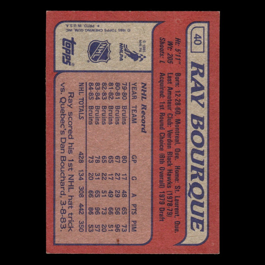 Ray Bourque #40 1985 Topps Boston Bruins Hockey Card NHL NM