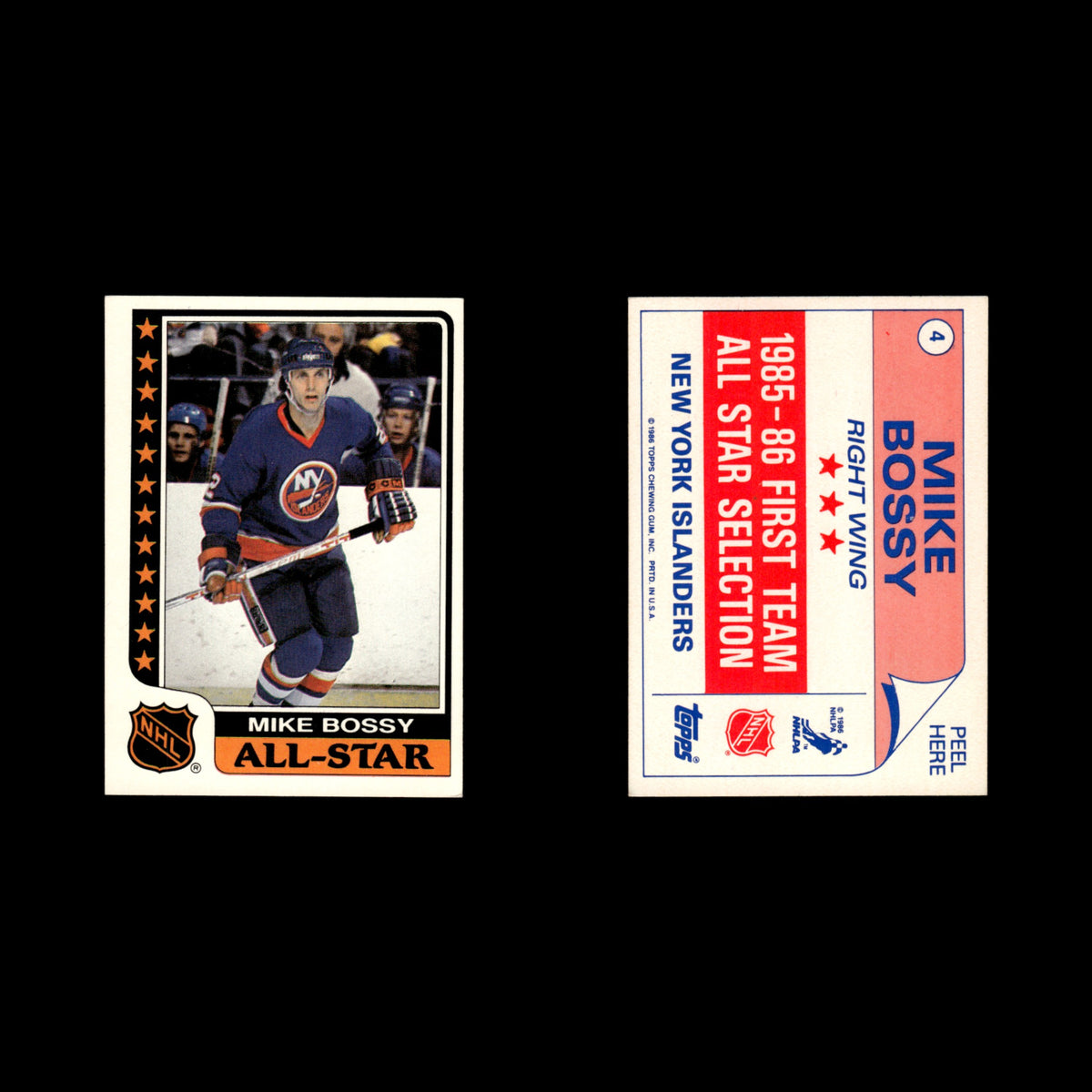 Mike Bossy #4 1986 Topps Sticker Inserts New York Islanders Hockey Card NHL NM