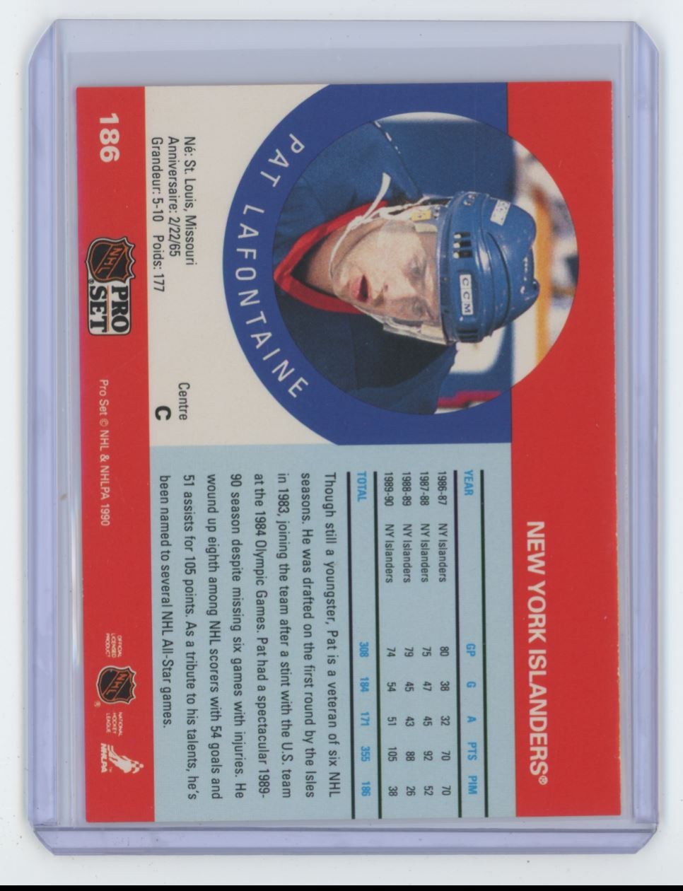 1990-91 Pro Set NHL Pat LaFontaine  New York Islanders #186