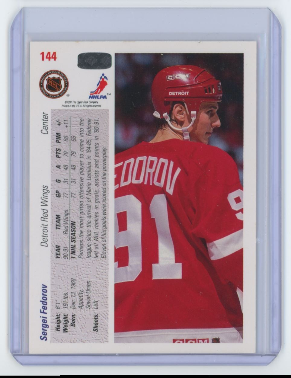 1991-92 Upper Deck Sergei Fedorov  Detroit Red Wings #144