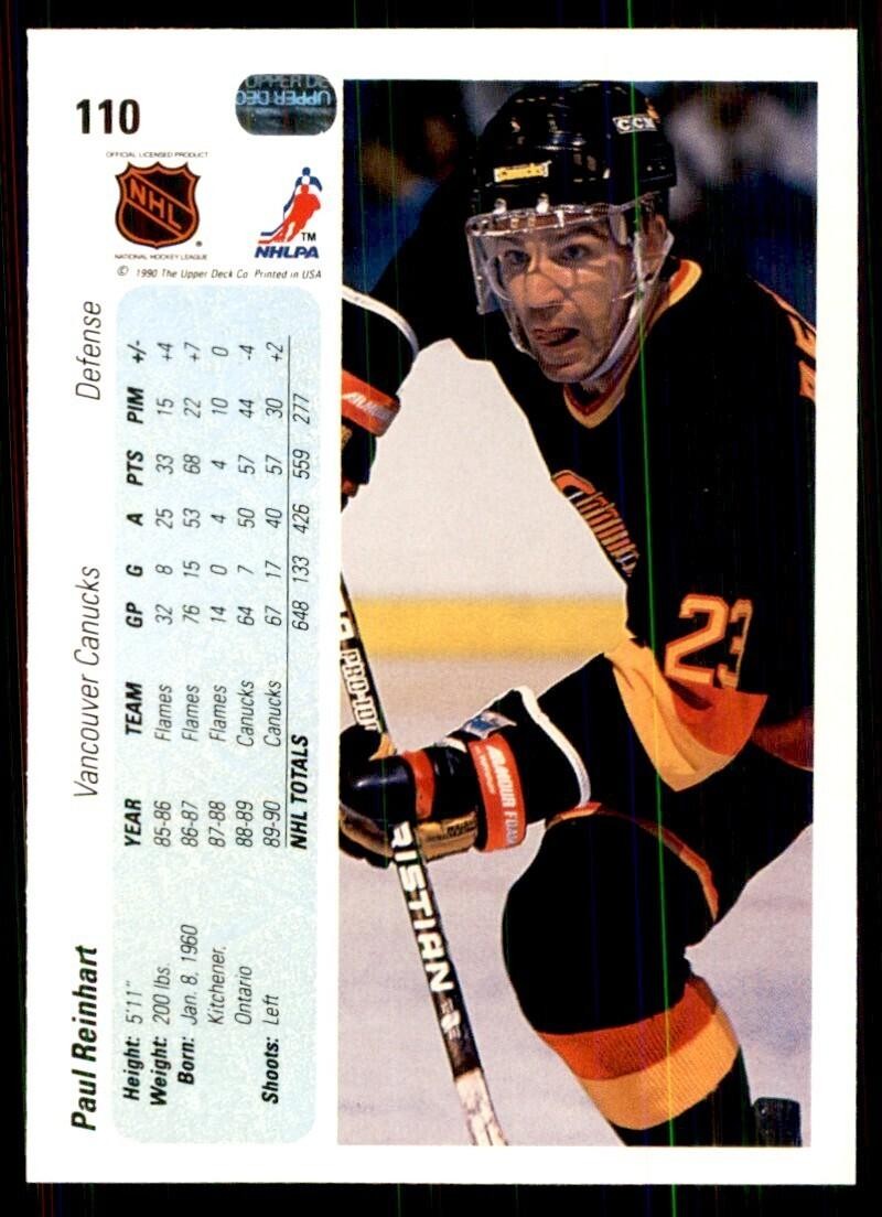 1990-91 Upper Deck Paul Reinhart Hockey Cards #110