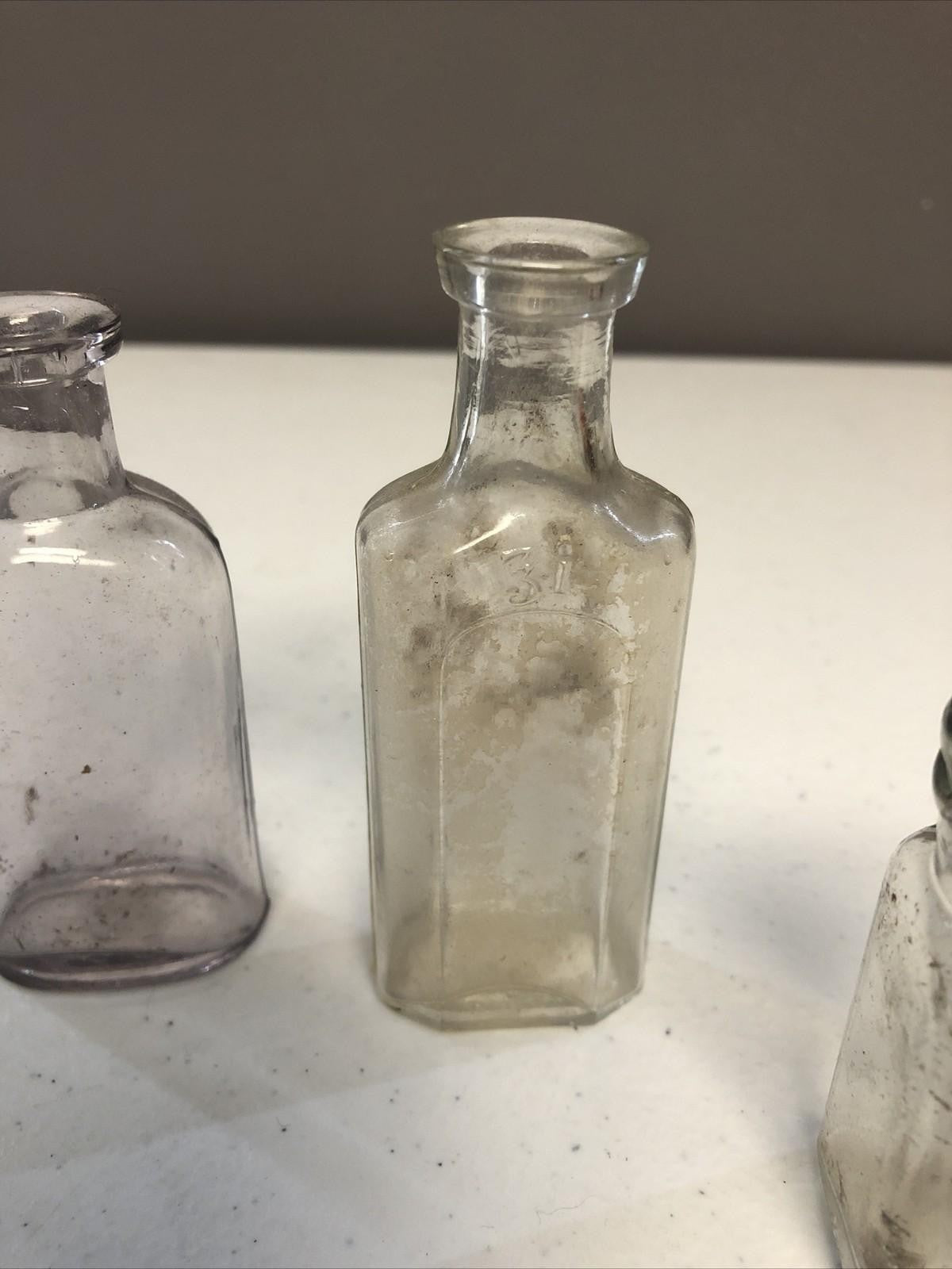 BROWN VINTAGE/ANTIQUE APOTHECRACY GLASS BOTTLES lot of 7