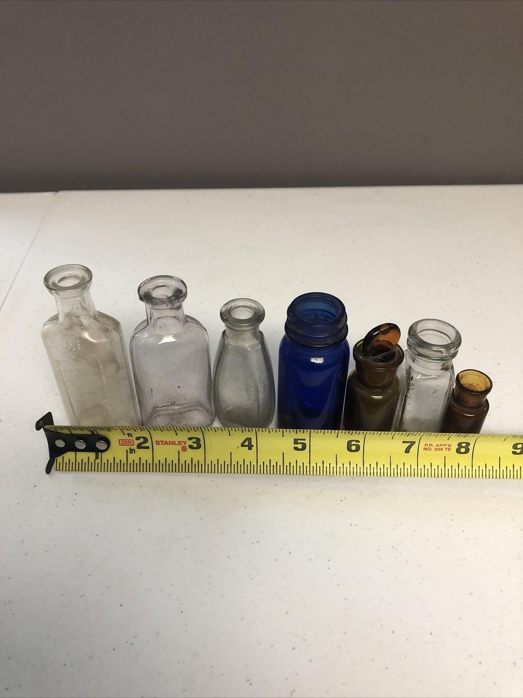 BROWN VINTAGE/ANTIQUE APOTHECRACY GLASS BOTTLES lot of 7
