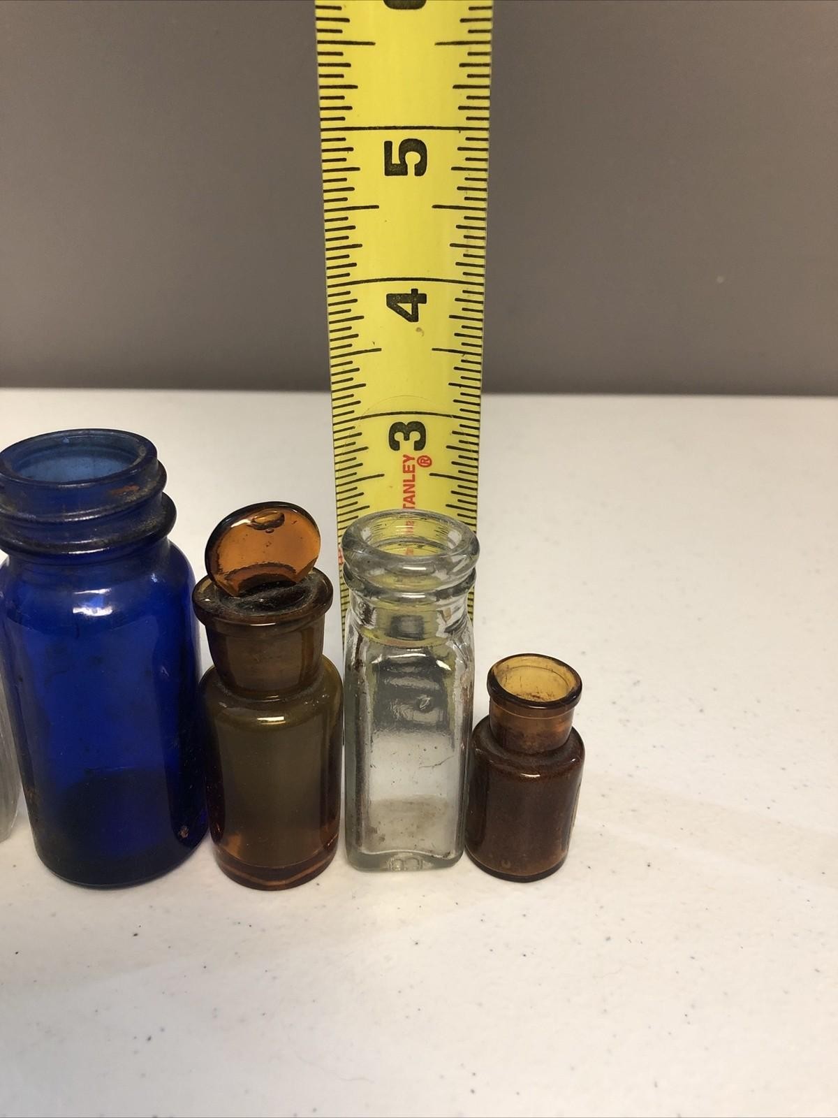 BROWN VINTAGE/ANTIQUE APOTHECRACY GLASS BOTTLES lot of 7