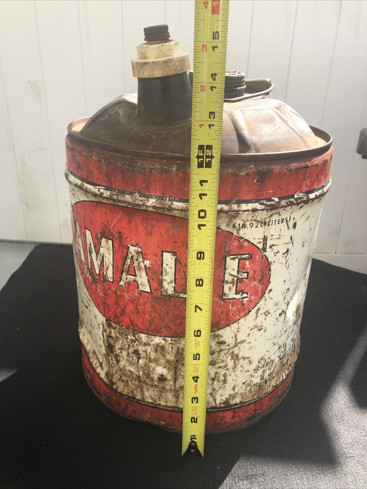 AMALIE OIL CO 5 GALLON EMPTY CAN! WITH LIDS/ WOOD HANDLE