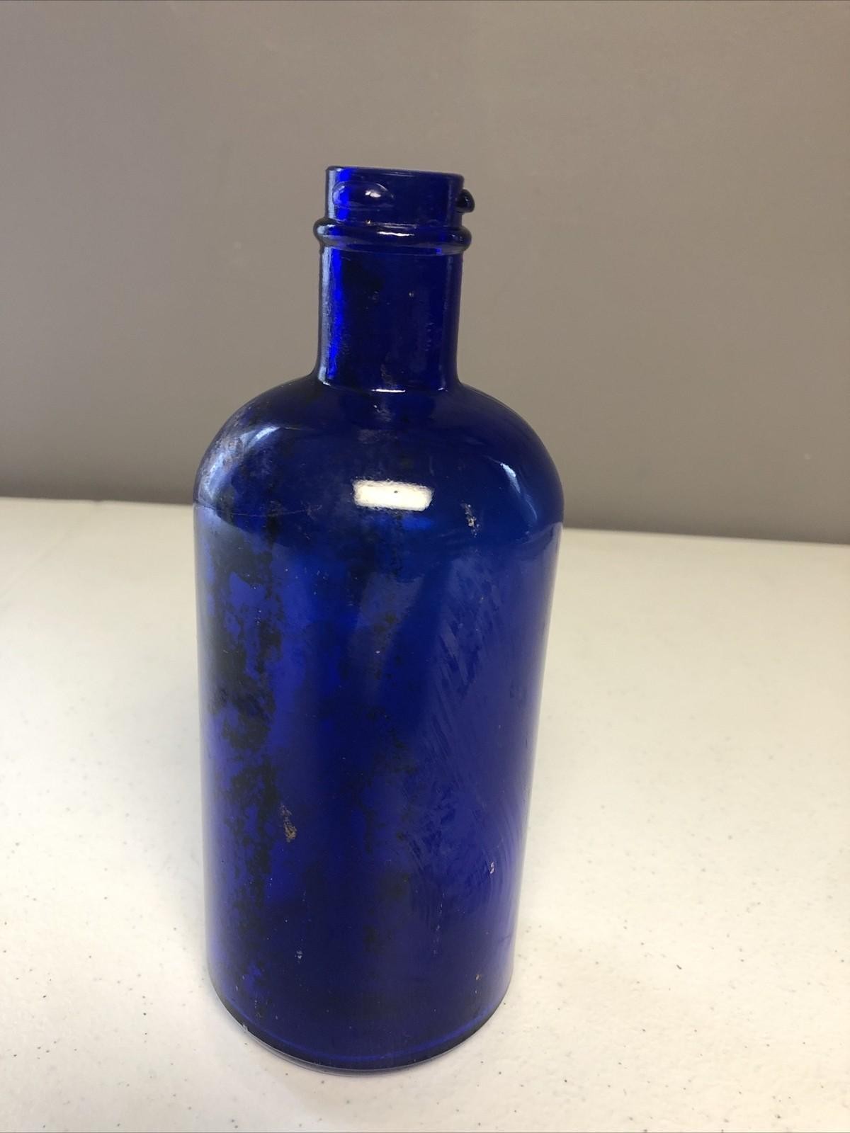 COBALT BLUE 7.5” MEDICINE BOTTLE NO CRACKS OR CHIPS