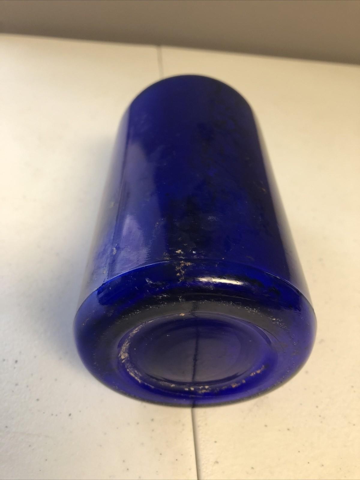 COBALT BLUE 7.5” MEDICINE BOTTLE NO CRACKS OR CHIPS