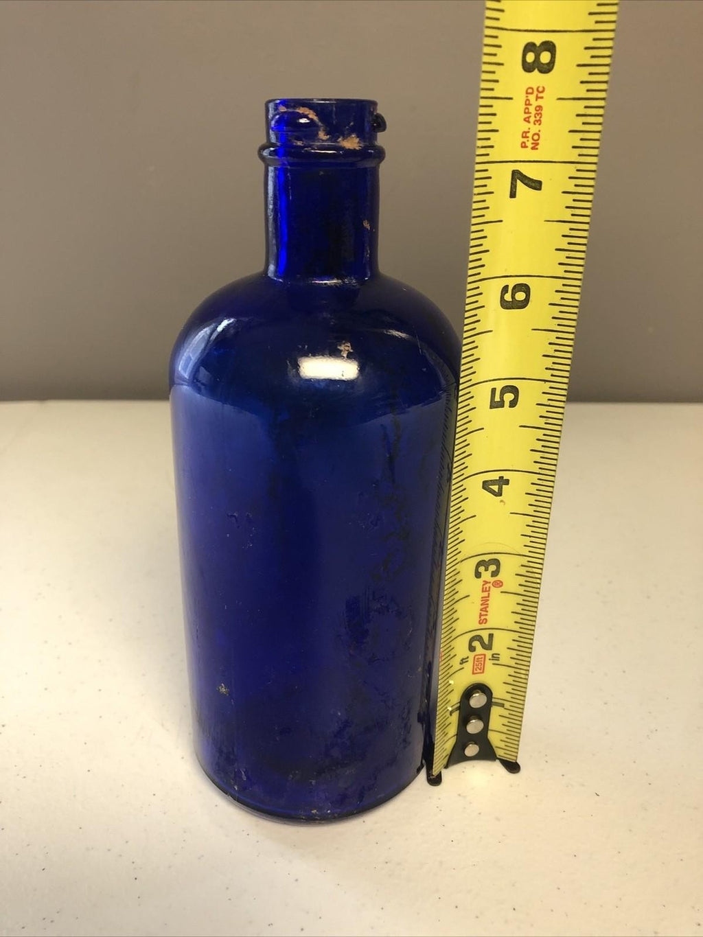 COBALT BLUE 7.5” MEDICINE BOTTLE NO CRACKS OR CHIPS