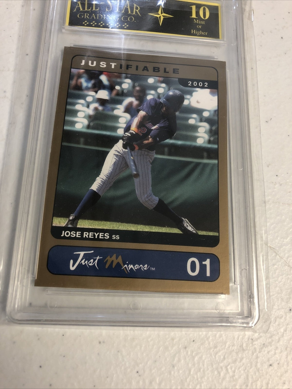 2002 Just Memorabilia JUSTIFABLE/Gold Jose Reyes RC AGS Graded MINT 10
