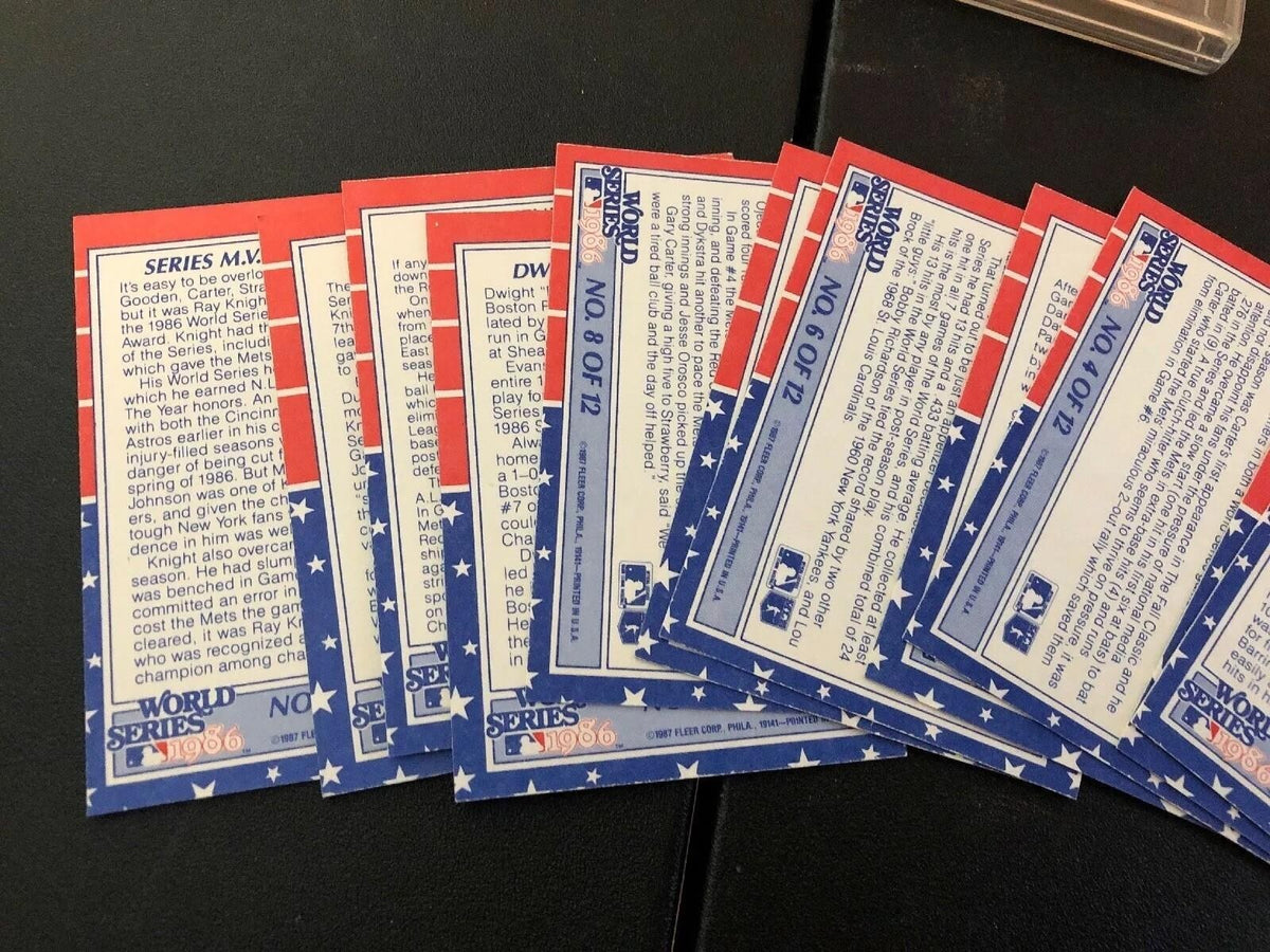 RARE 1986 FLEER BASEBALL WORLD SERIES 12 CARD SET NM/M