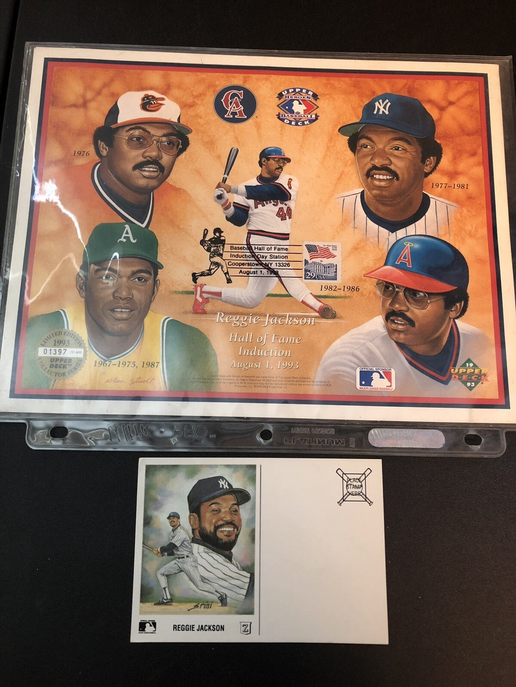 1993 UPPER DECK HEROES OF BASEBALL SHEET CALIFORNIA ANGELS REGGIE JACKSON #1,397