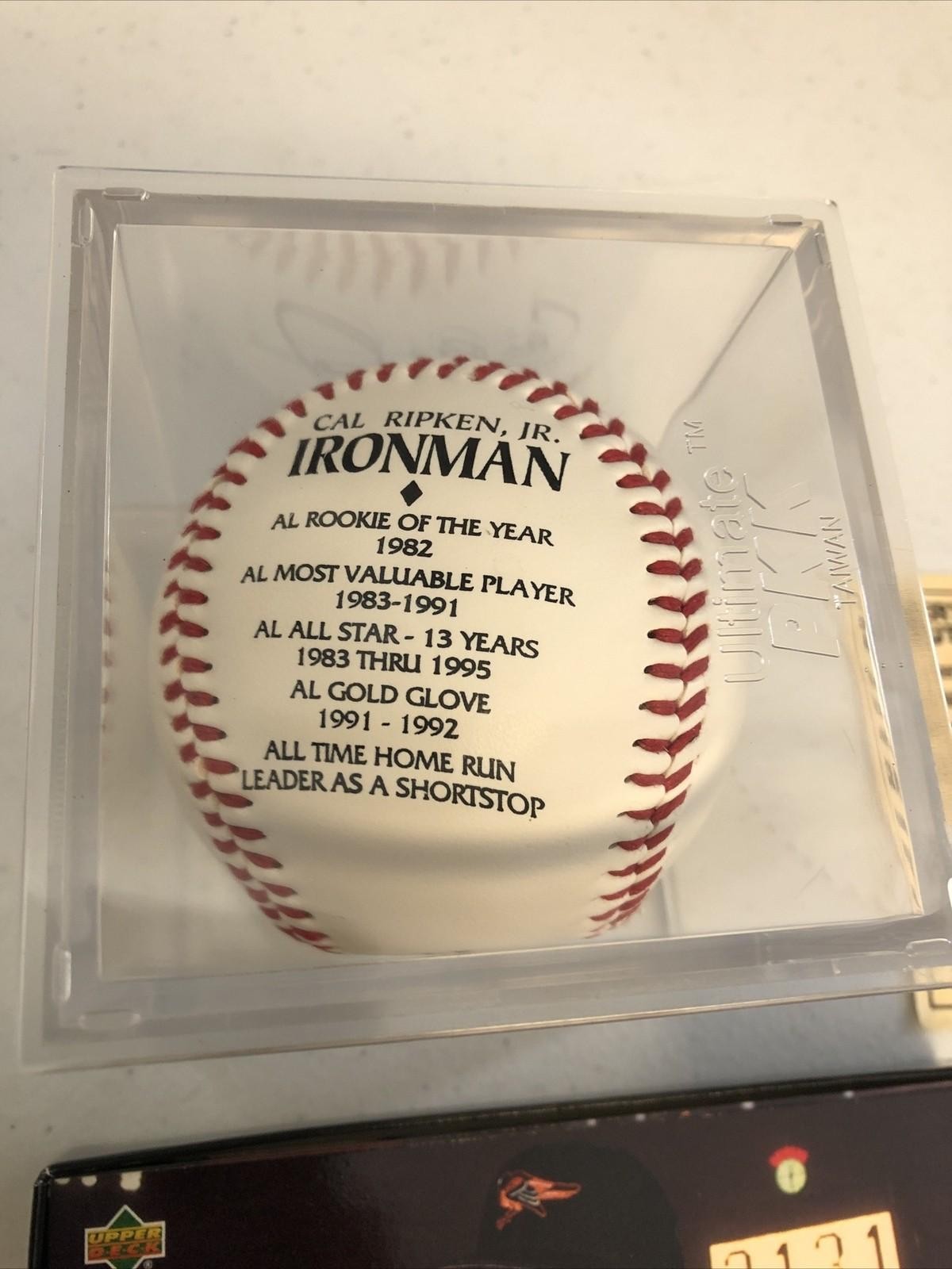 CAL RIPKEN JR COMMEMORATIVE AUTOGRAPHED BASEBALL(FASC) & 96 UPPER DECK SET