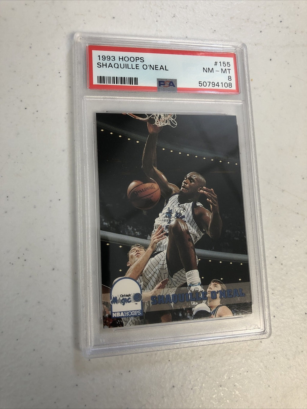 1993 Hoops #155 Shaquille O’Neal - Magic. PSA Graded NM-MT 8 -2nd Year Card