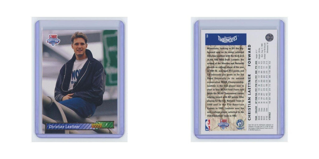 Christian Laettner Rookie 1992 Upper Deck #3 Minnesota Timberwolves NM