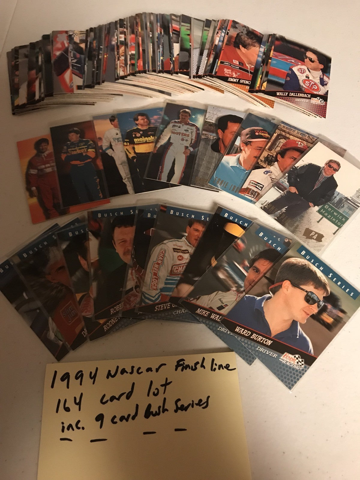 1994 NASCAR FINISH LINE 164 CARD LOT INCLUDING 9 SPECIAL BUSCH SERIES CARDS