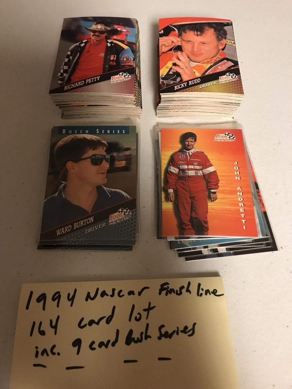 1994 NASCAR FINISH LINE 164 CARD LOT INCLUDING 9 SPECIAL BUSCH SERIES CARDS