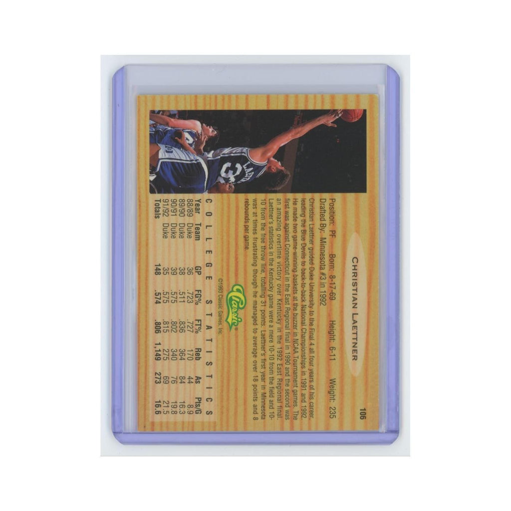Christian Laettner 1993 Classic Draft Picks #106 NM