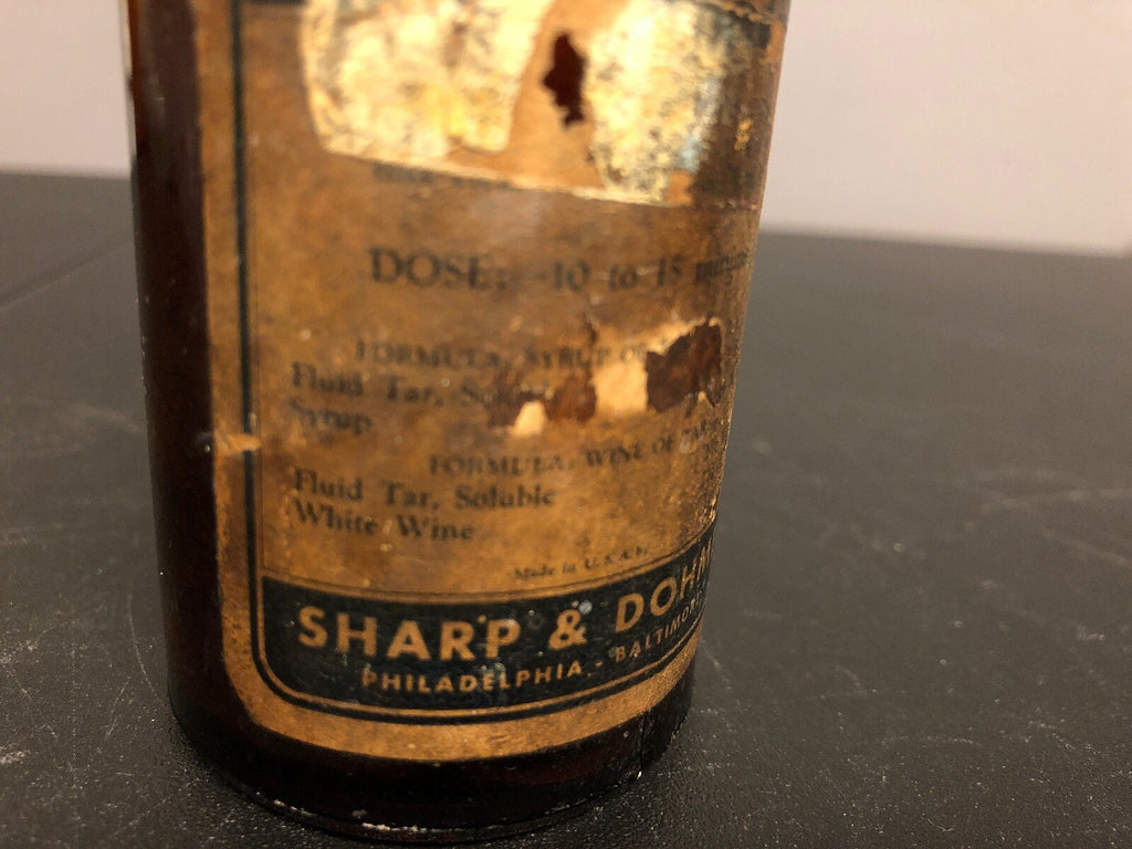 ANTIQUE BROWN SHARP & DOHME APOTHECRACY TAR SOLUBLE BOTTLE