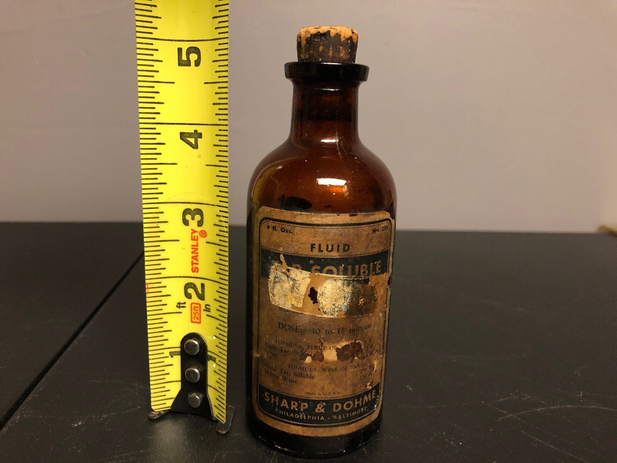 ANTIQUE BROWN SHARP & DOHME APOTHECRACY TAR SOLUBLE BOTTLE