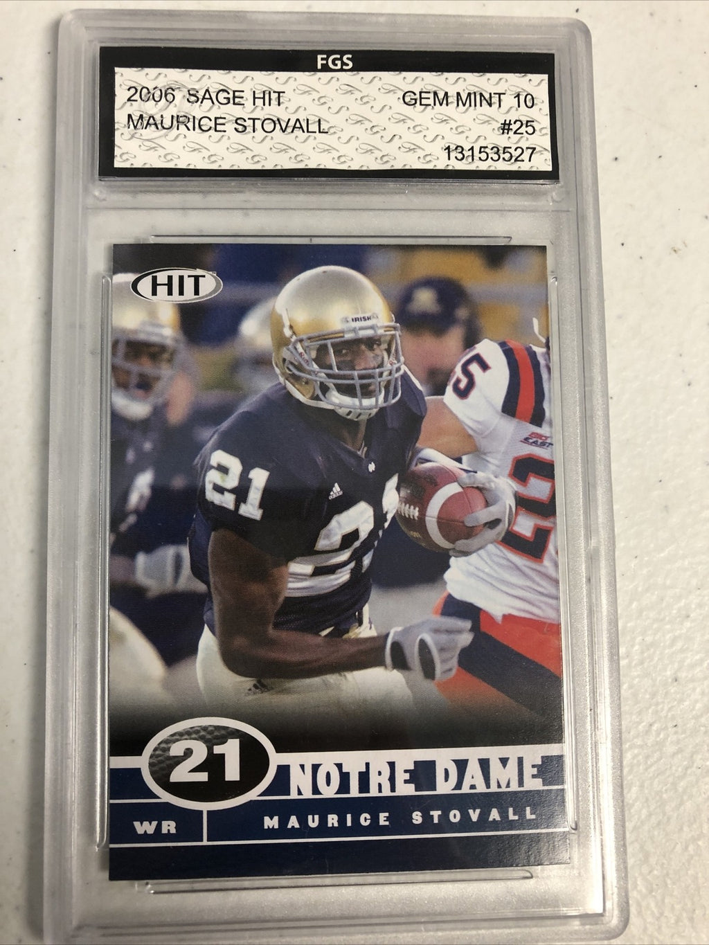 2006 Sage Hit Maurice Stovall FGS Graded Gem Mint 10 RC Notre Dame/Bucs
