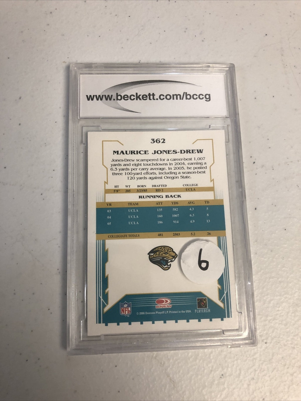2006 Bowman Maurice Jones Drew #154 Rookie BCCG Graded 10 Mint Or Bette