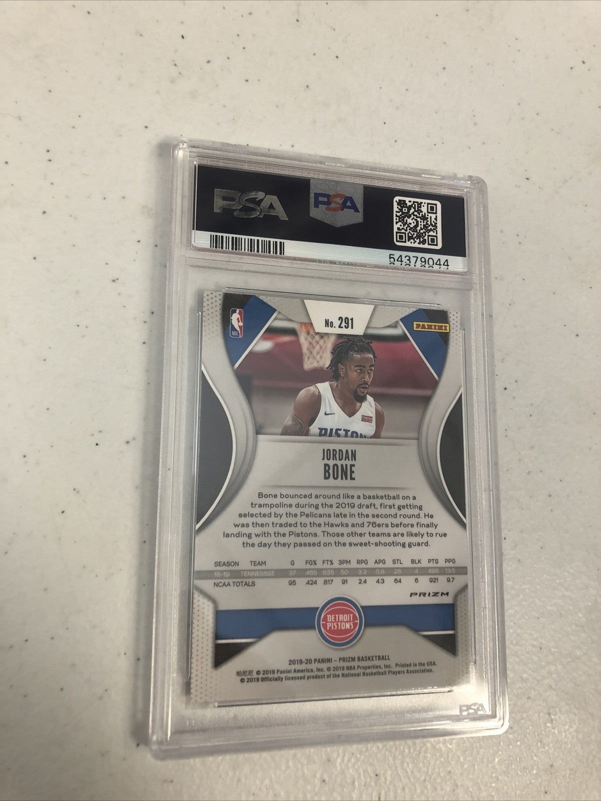 1-2019-20 PANINI PRIZM  #291 JORDAN BONE RC PSA GRADED 9 MINT SILVER PRIZM