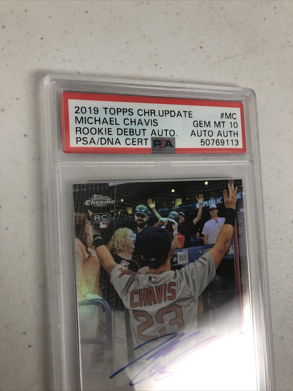 Michael Chavis 2019 Topps Chrome Update Rookie Debut Auto-Pop 21 PSA Gem Mint 10