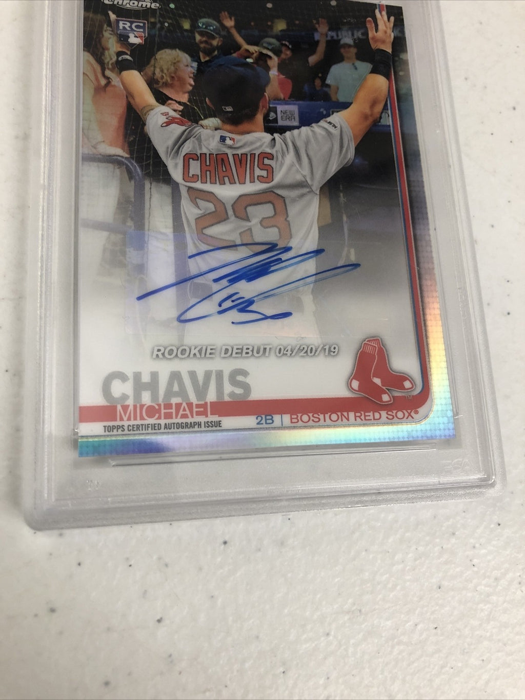 Michael Chavis 2019 Topps Chrome Update Rookie Debut Auto-Pop 21 PSA Gem Mint 10