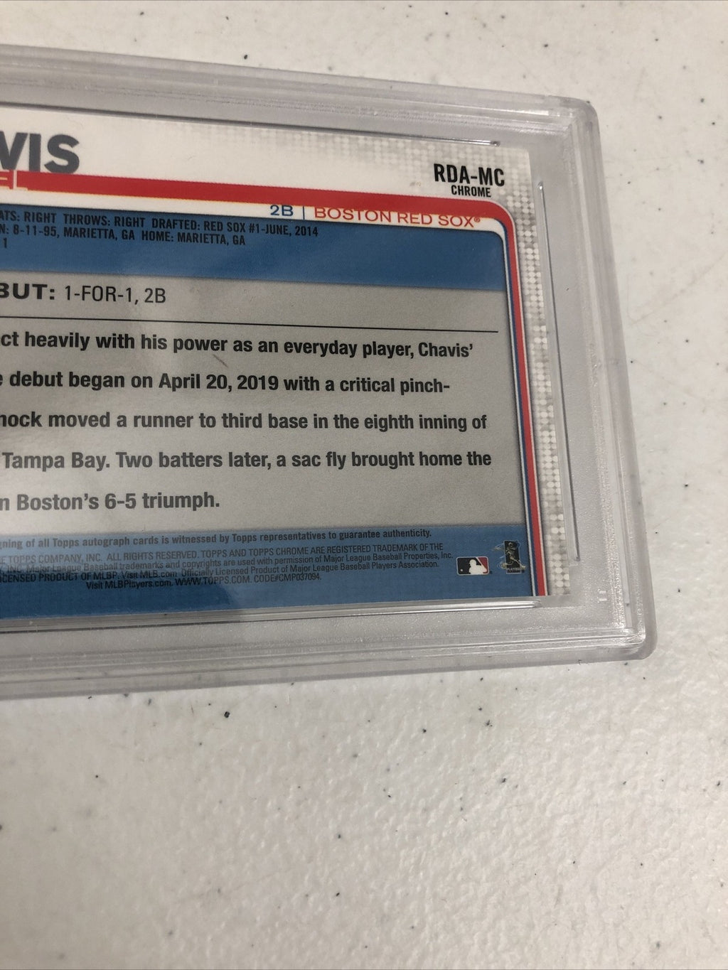 Michael Chavis 2019 Topps Chrome Update Rookie Debut Auto-Pop 21 PSA Gem Mint 10