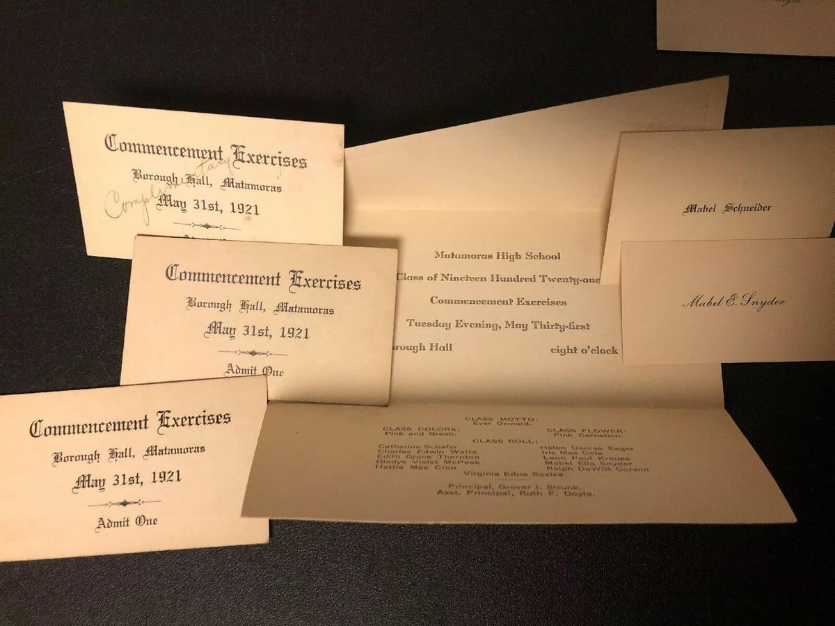 VINTAGE GRAMMAR  & HIGH SCHOOL COMMENCEMENT LETTERS: 1920,21,22,23
