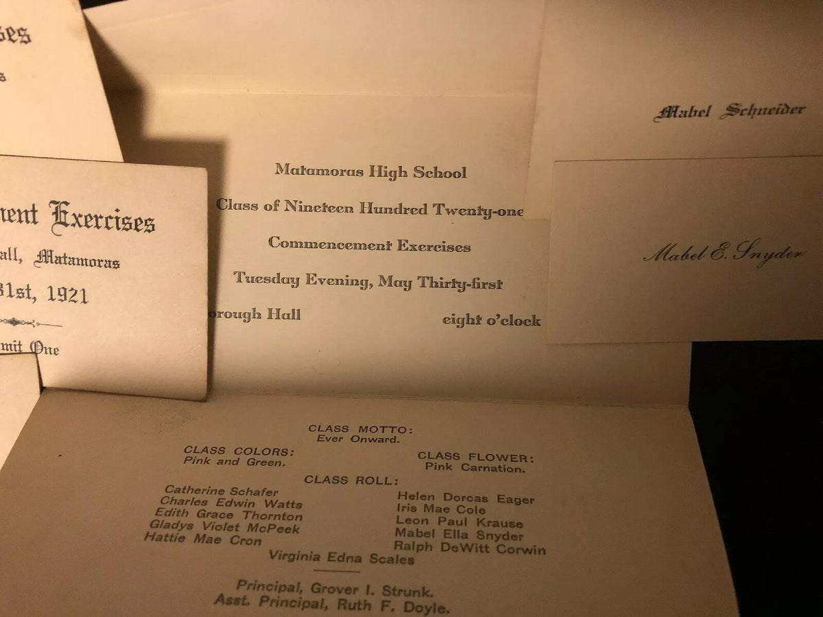 VINTAGE GRAMMAR  & HIGH SCHOOL COMMENCEMENT LETTERS: 1920,21,22,23