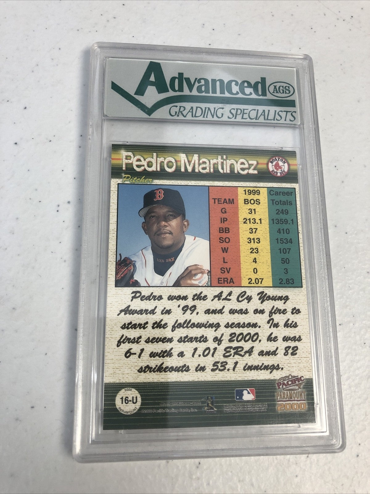 1-2000 Pacific Paramount Update Pedro Martinez #16-U HOF AGS Graded Mint 9