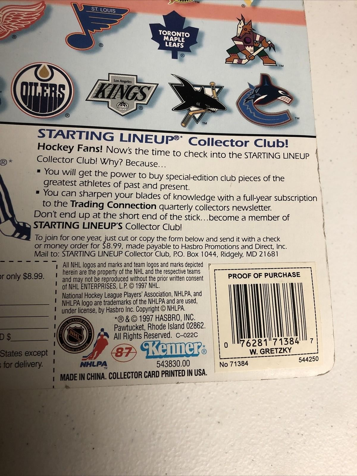 1997 KENNER STARTING LINE UP WAYNE GRETZKY FIGURINE NY RANGERS