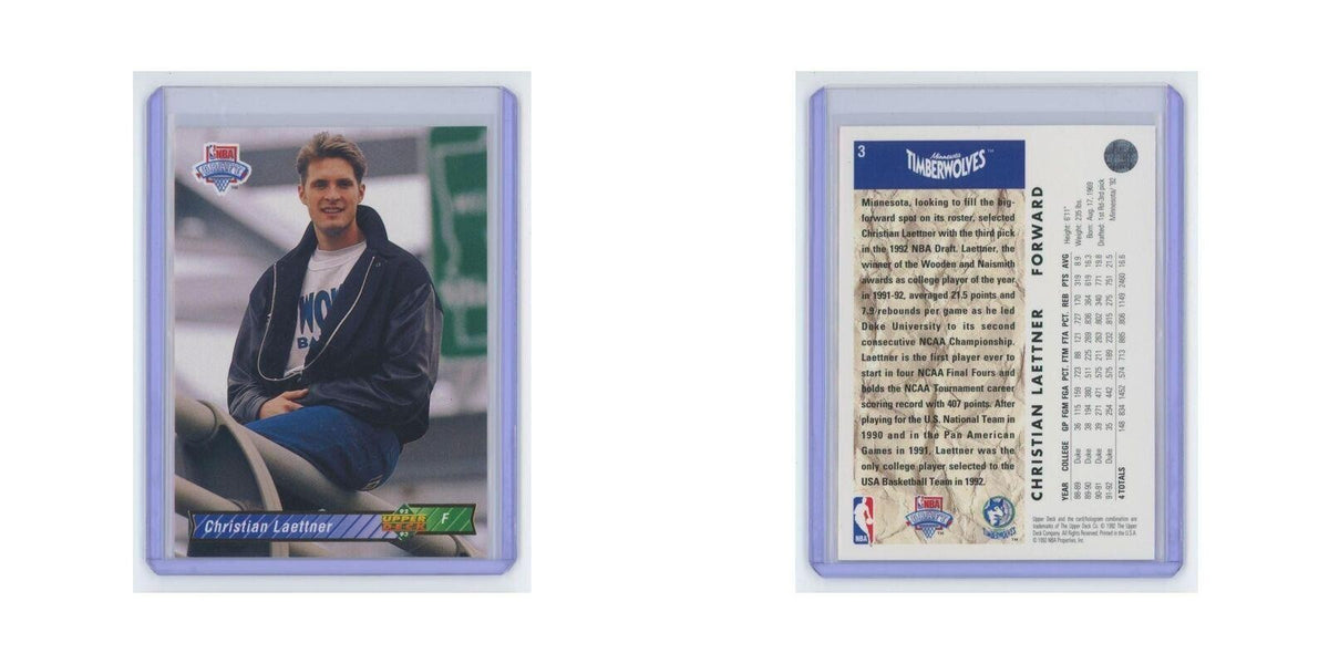Christian Laettner Rookie 1992 Upper Deck #3 Minnesota Timberwolves NM