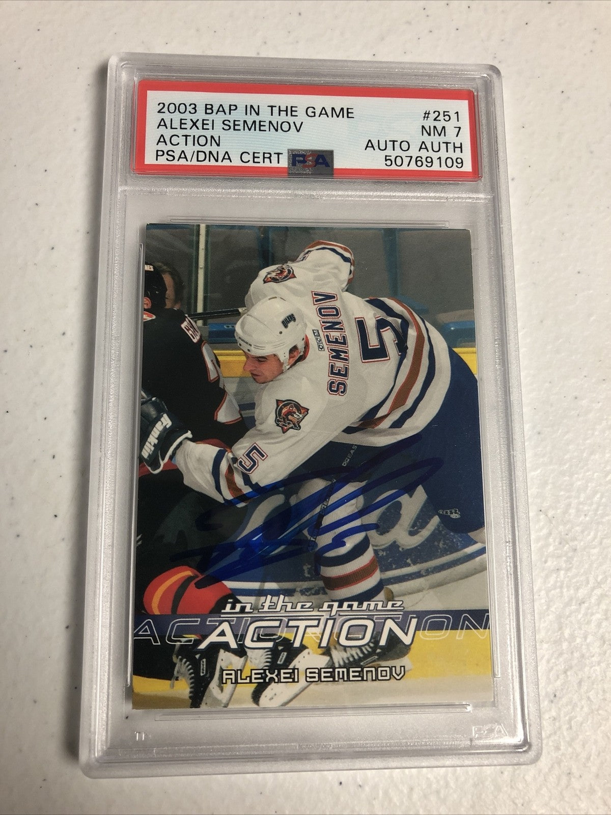 2003 BAP IN THE GAME ALEXEI SEMENOV #251 PSA GRADED NM 7 & PSA/DNA CERTIFIED!