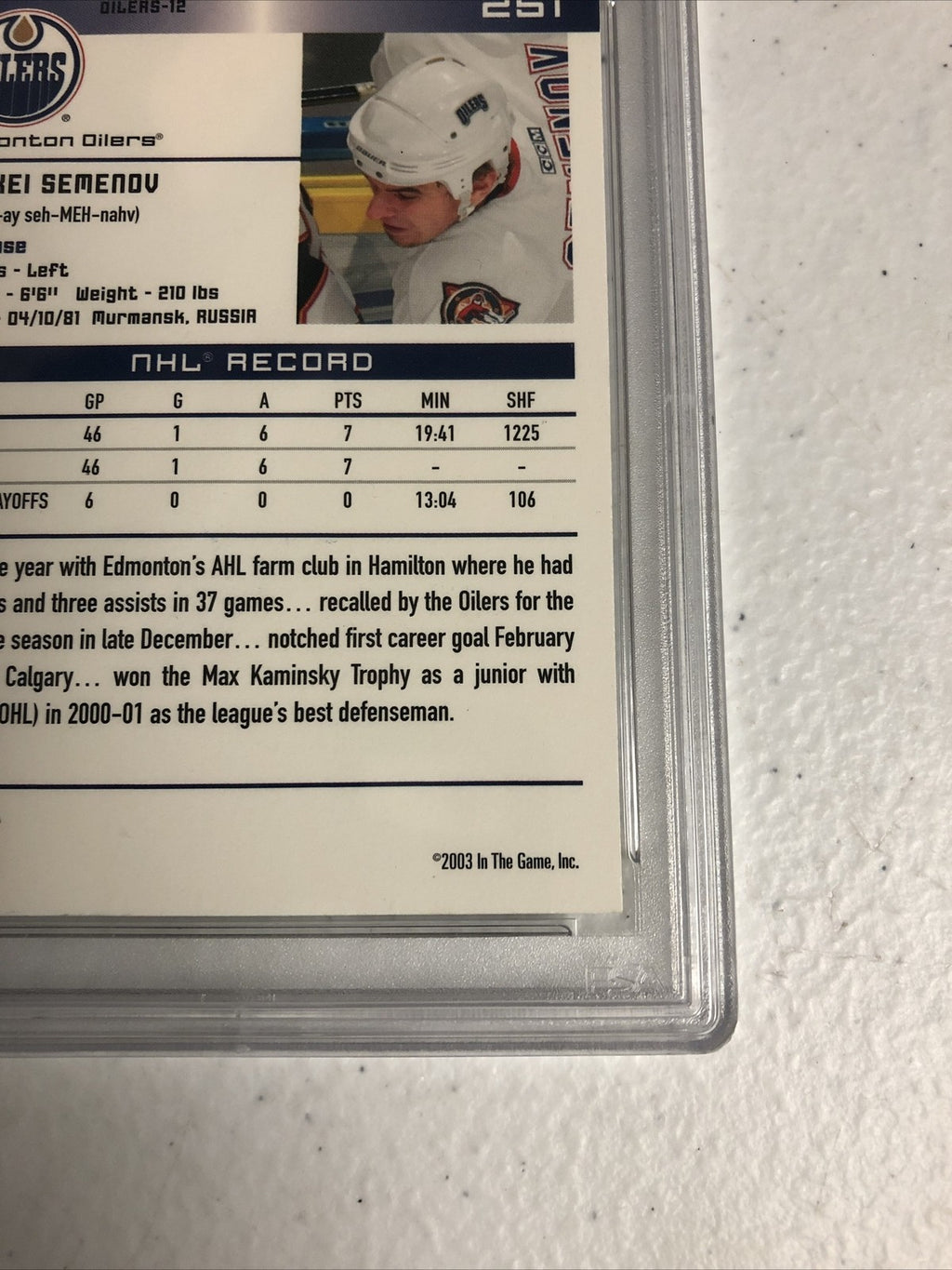 2003 BAP IN THE GAME ALEXEI SEMENOV #251 PSA GRADED NM 7 & PSA/DNA CERTIFIED!