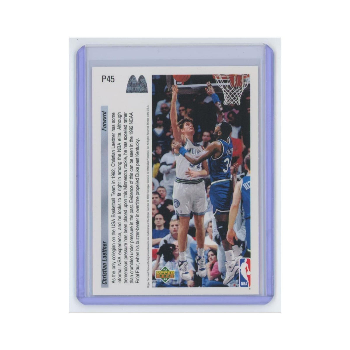 Christian Laettner 1992 Upper Deck McDonald's #P45 Minnesota Timberwolves NM