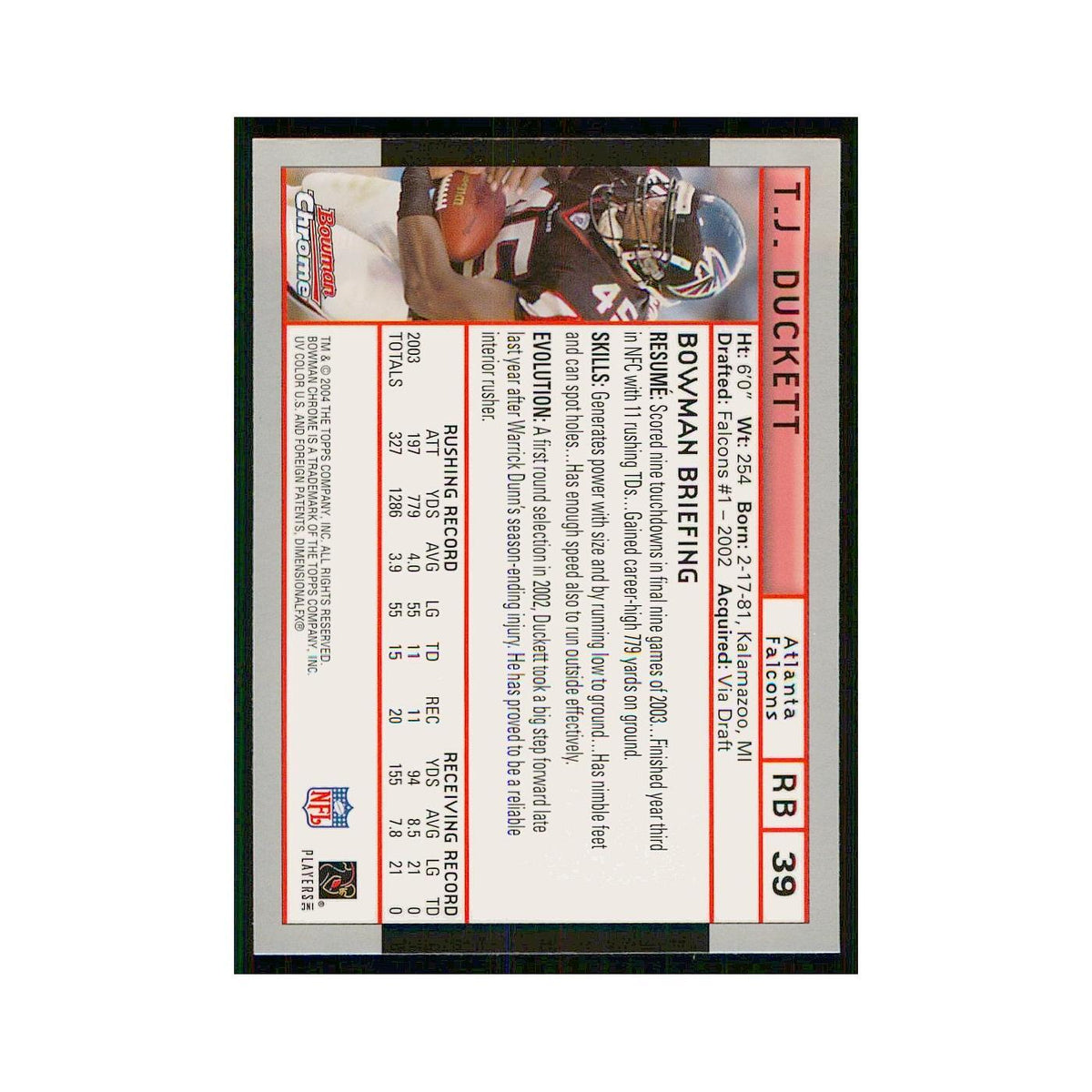 2004 Bowman Chrome T.J. Duckett 39