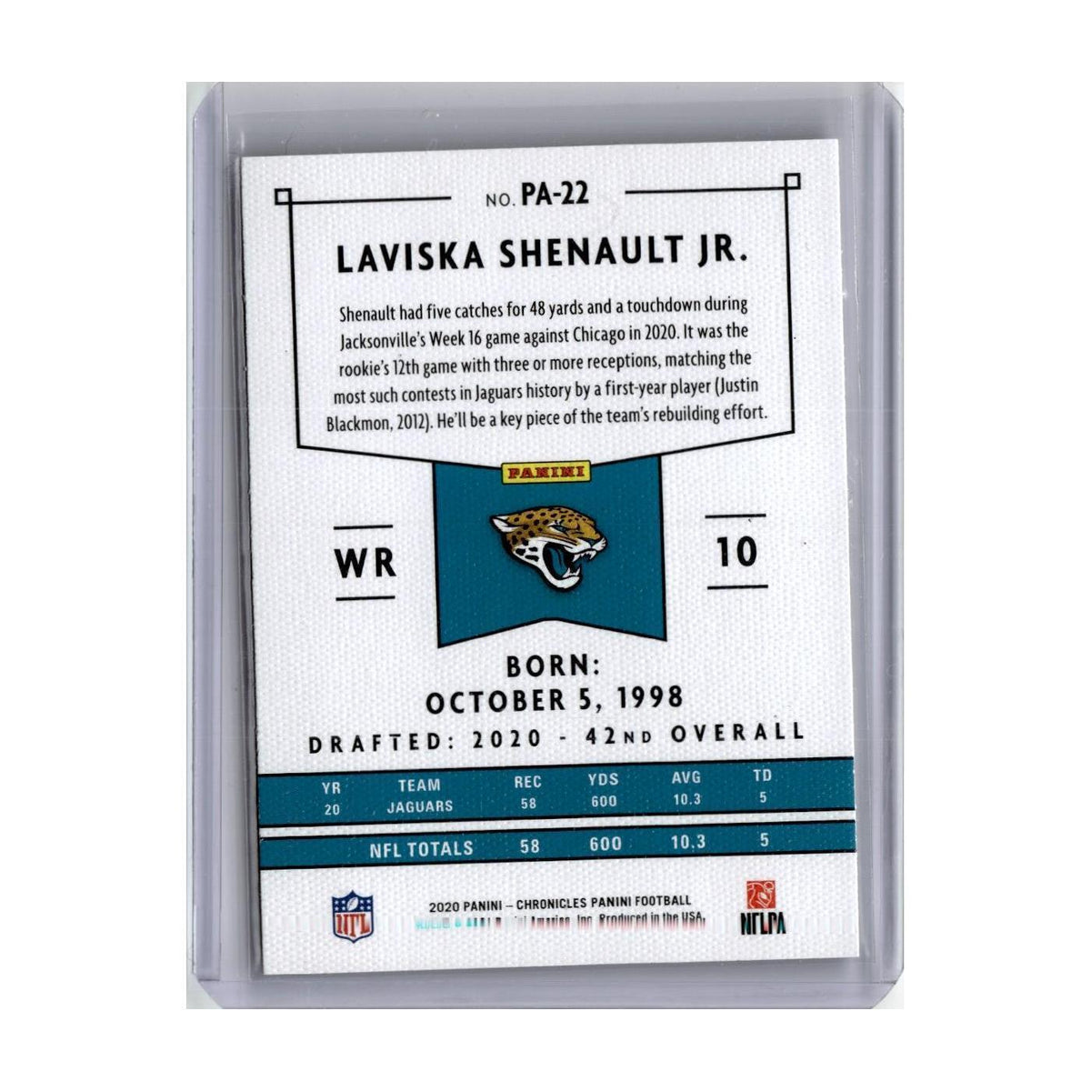2020 Panini Chronicles Laviska Shenault Jr Jaguars #PA-22