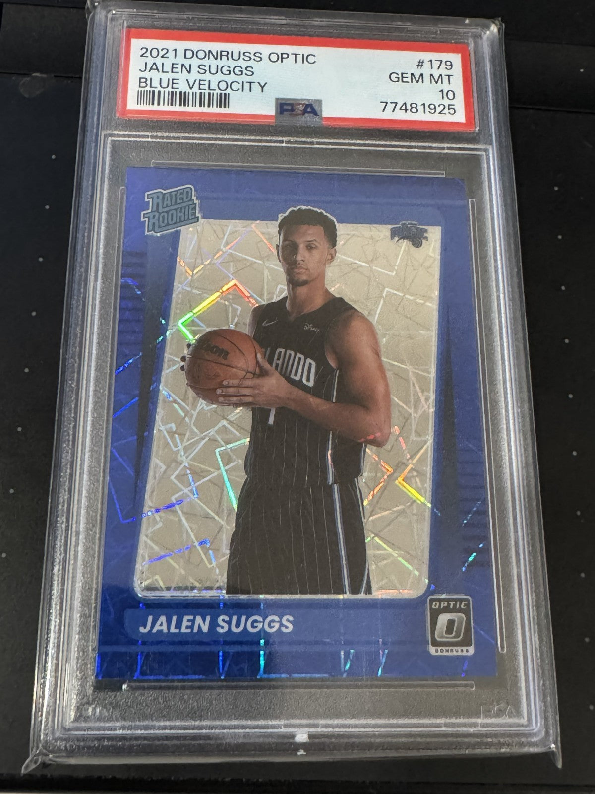 Panini Donruss Optic Blue Prizm Rookie Jalen Suggs #179 PSA 10 Orlando Magic