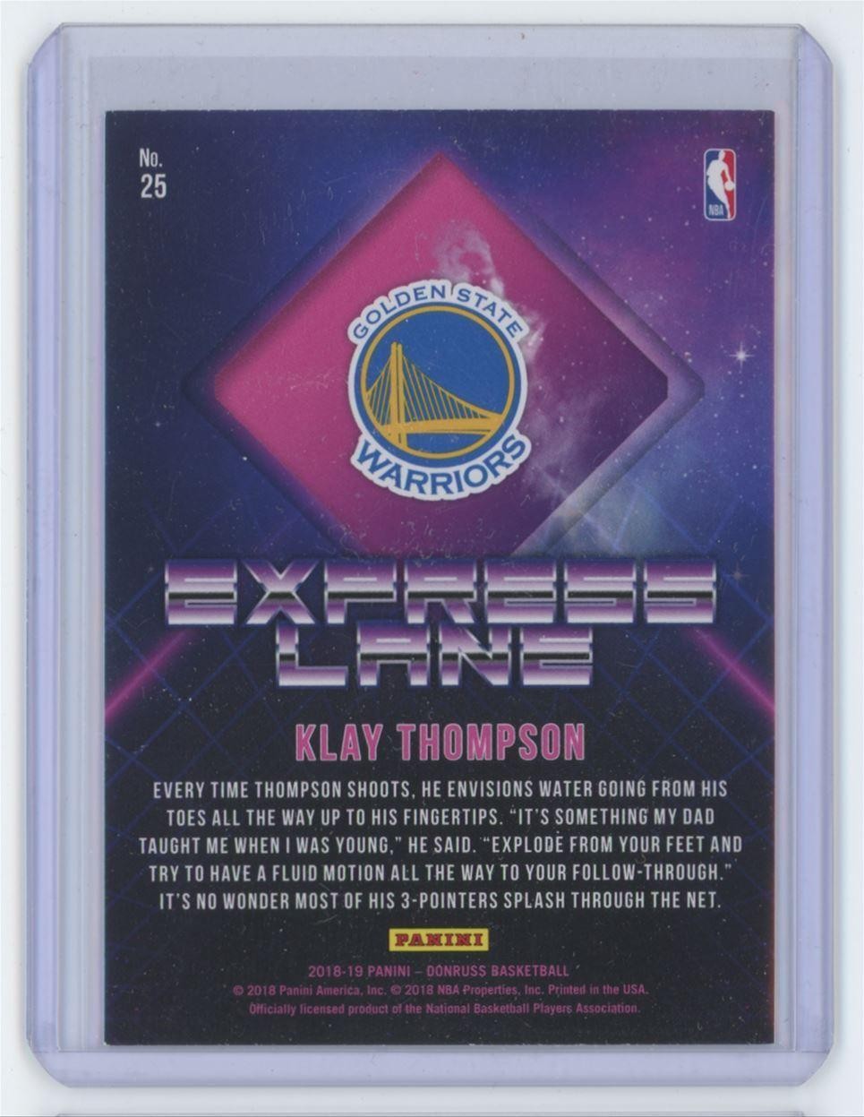 2018-19 DONRUSS EXPRESS LANE KLAY THOMPSON GOLDEN STATE WARRIORS #25