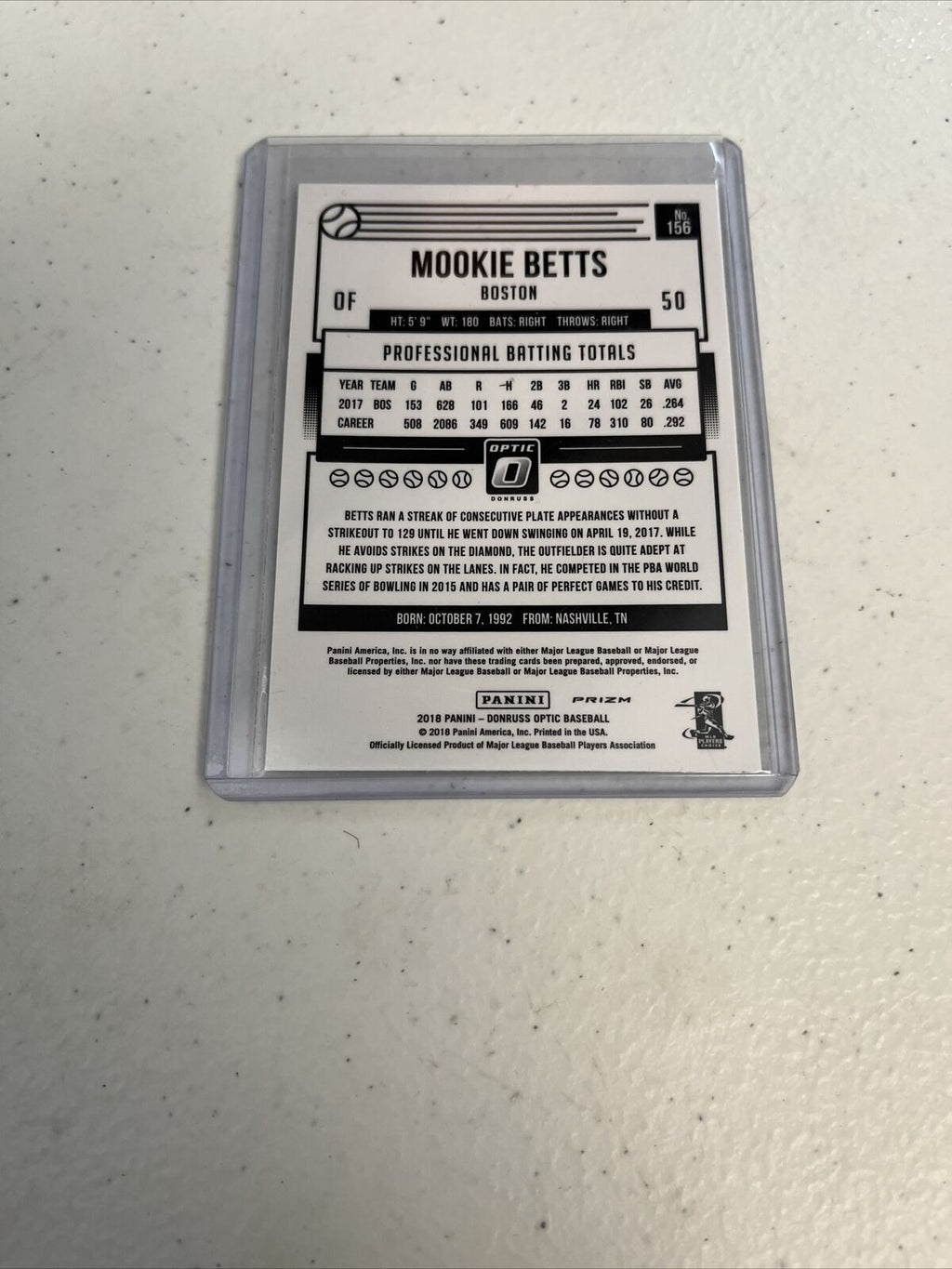 MOOKIE BETTS 2018 Donruss Optic Silver Holo Prizm PARALLEL- RED SOX