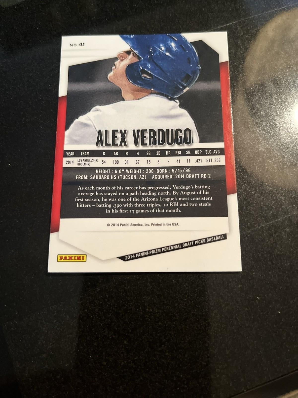 2014 Panini Prizm Perennial Draft Picks Alex Verdugo #41 BOSTON RED SOX