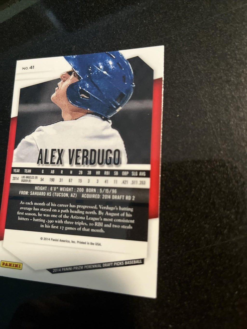 2014 Panini Prizm Perennial Draft Picks Alex Verdugo #41 BOSTON RED SOX