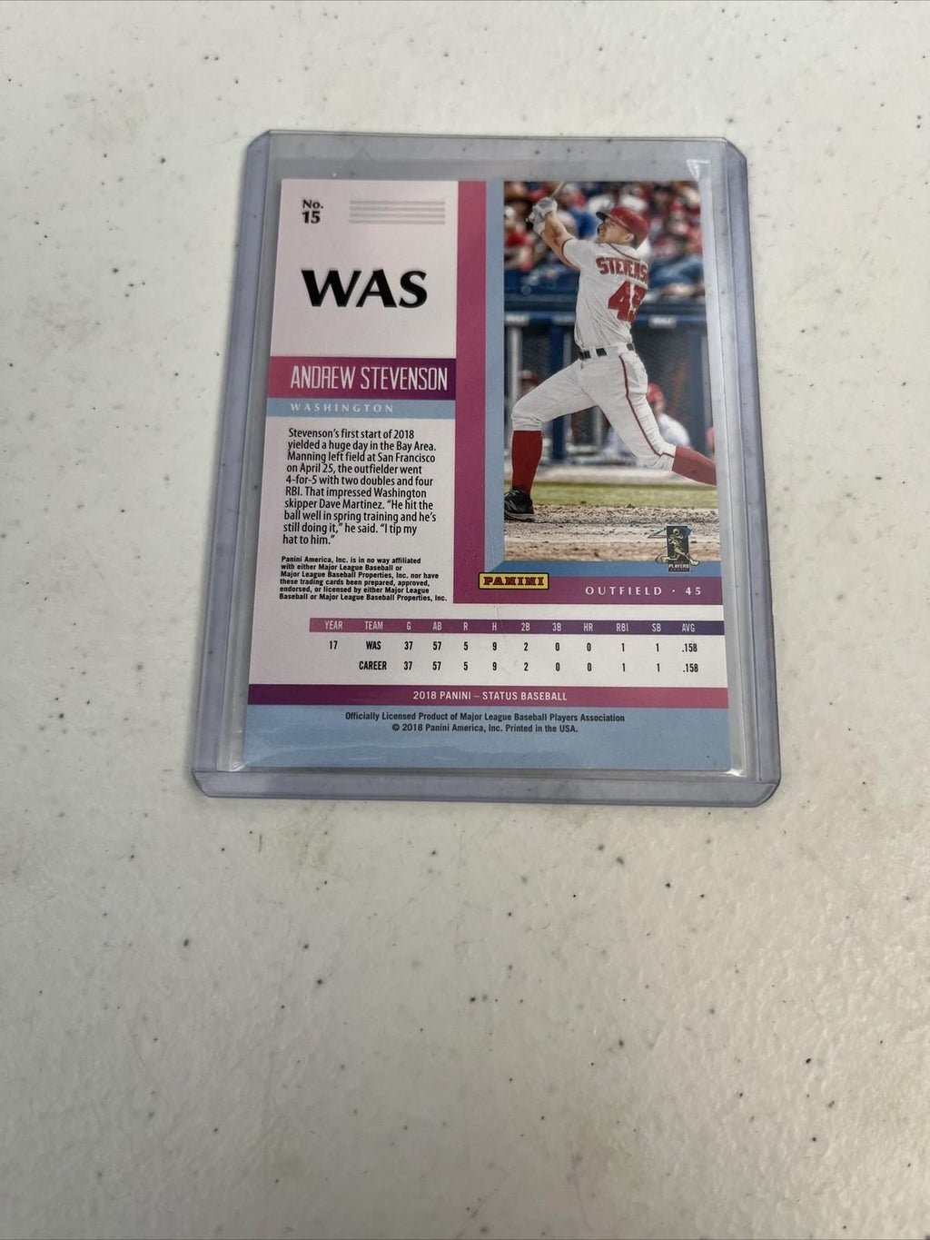 Andrew Stevenson RC 2018 Panini Chronicles Status #15 Nationals
