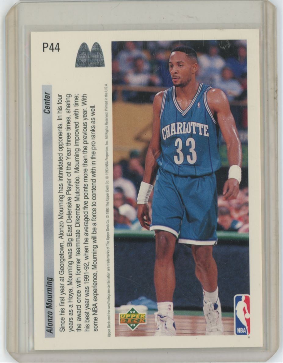 1992-93 UPPER DECK FUTURE FORCE ALONZO MOURNING CHARLOTTE HORNETS #P44