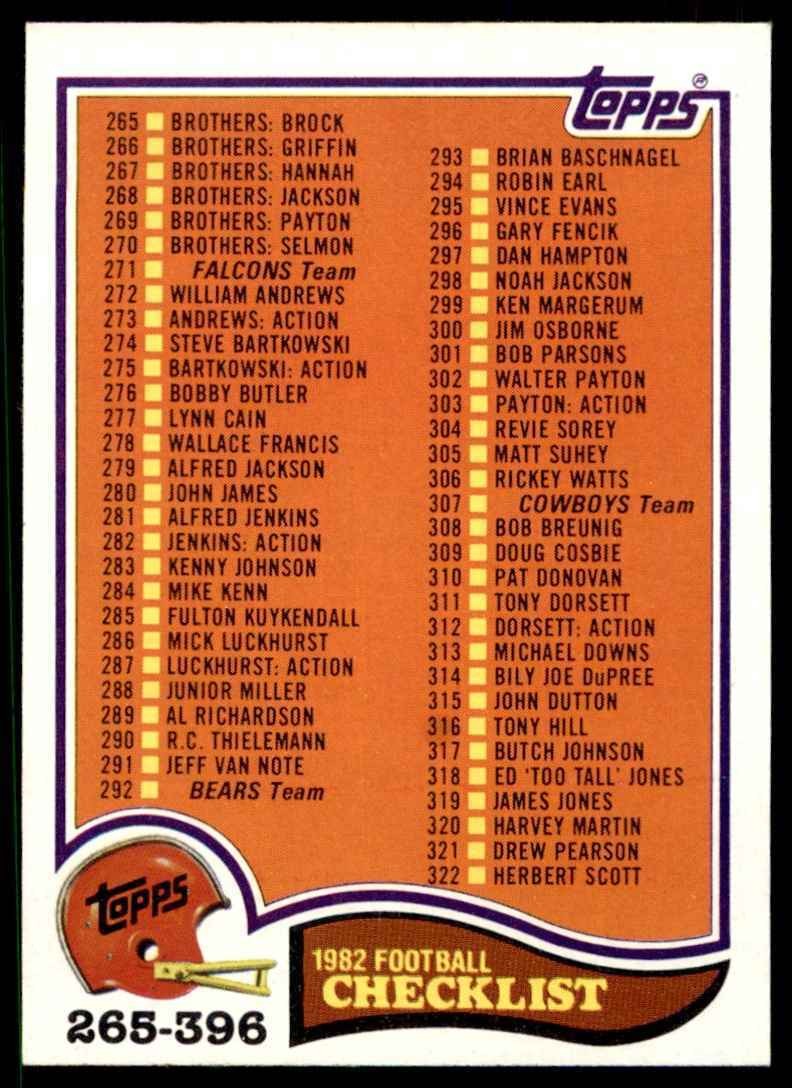 1982 TOPPS CHECKLIST 265-396 #527