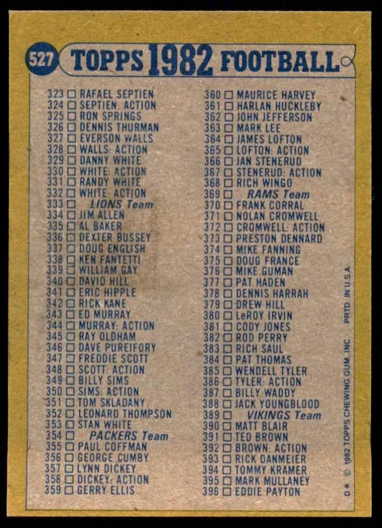 1982 TOPPS CHECKLIST 265-396 #527