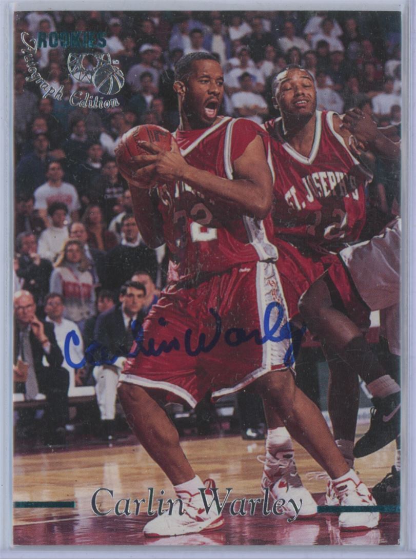 1995-96 CLASSIC AUTOGRAPH EDITION CARLIN WARLEY ROOKIE AUTO ST. JOSEPH'S #NNO