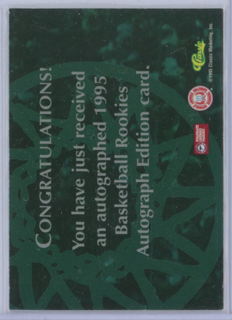 1995-96 CLASSIC AUTOGRAPH EDITION CARLIN WARLEY ROOKIE AUTO ST. JOSEPH'S #NNO